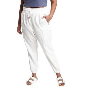 Athleta Cabo Linen Jogger Calia White Women's Size 26 New With Tags STAIN